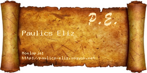 Paulics Eliz névjegykártya